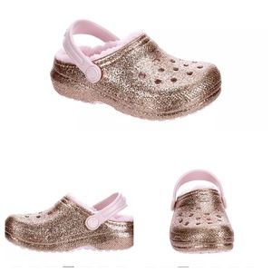 🔥 SALE! 🔥 CROCS - rose gold/pink glitter & fur insulated - slip-on